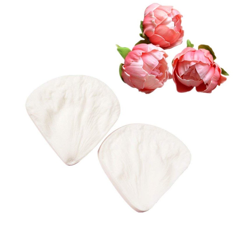 Colorkitchenware 4pcs Gumpaste Flower Cutter Set 2pcs Fondant Silicone Mold Gumpaste Peony Sugarcraft Fondant Flower Veining Mold Chocolate Making Tool - Image 3